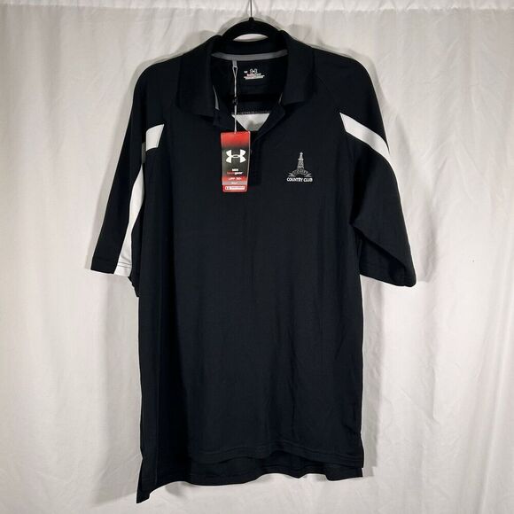 New Under Armour Golf Shirt Men's Large Black Short Sleeve Odessa Country Club - Picture 1 of 9